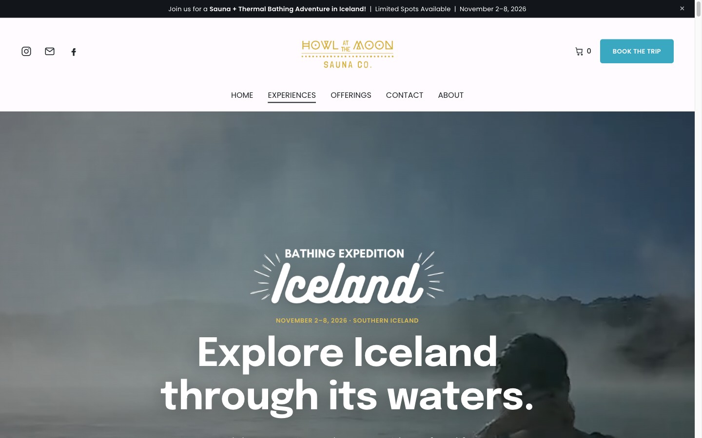 Howl at the Moon — Iceland retreat landing page built by Route & Retreat